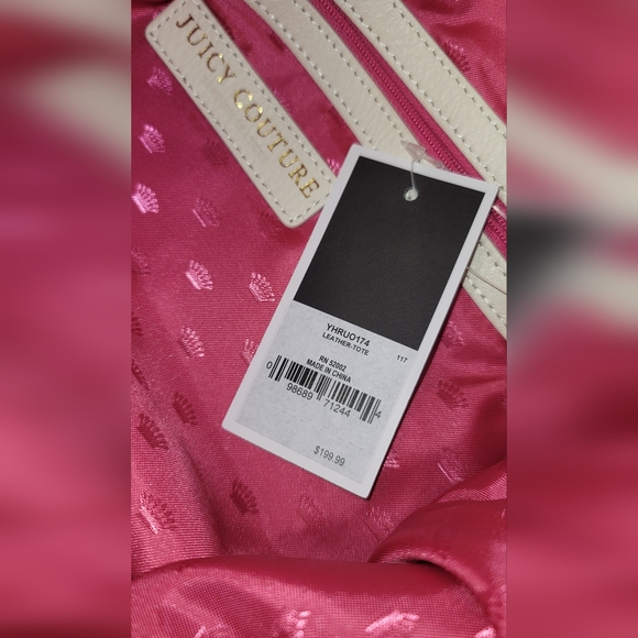 VINTAGE JUICY COUTURE, LARGE SOFT, IVORY LEATHER TOTE, SHOPPER NWT - Picture 2 of 8